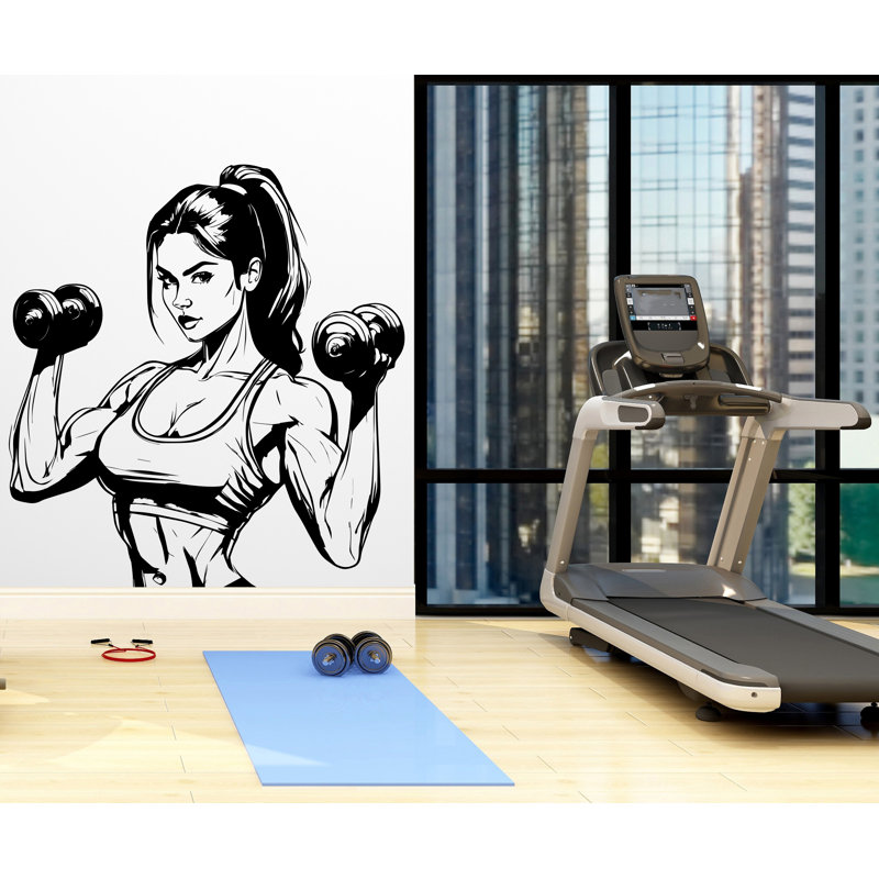 Art mural de gymnastique, décor de gym, vinyle adhésif pour salle de bain, H 38 po x l 35 po, Noir