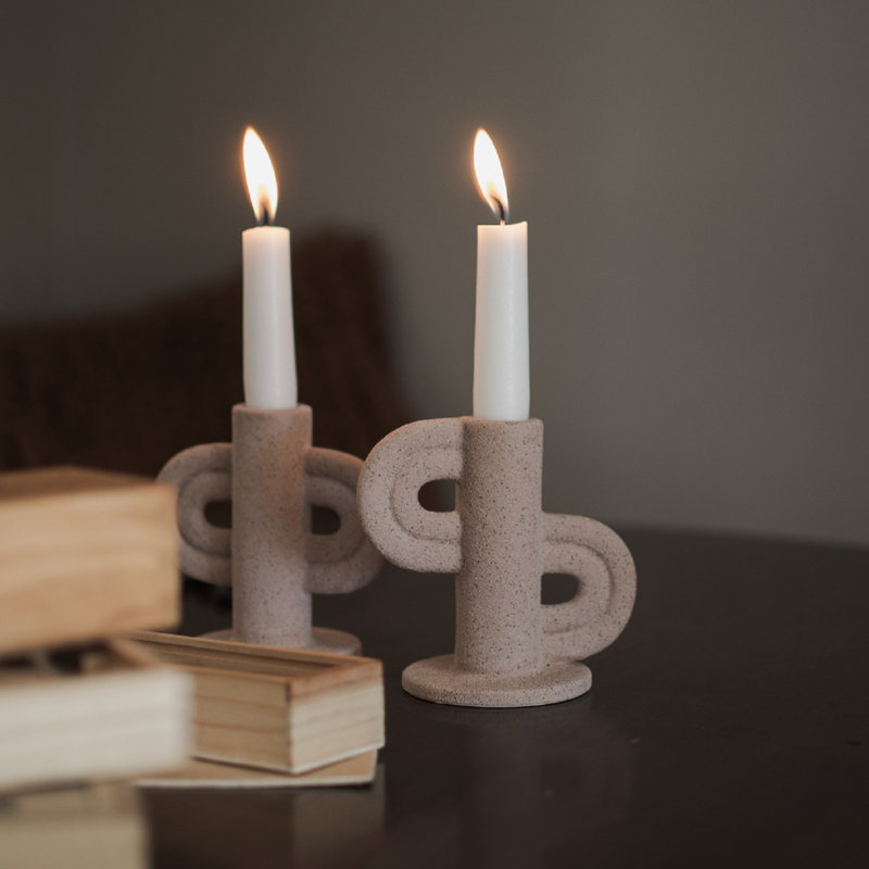 Ceramic Tabletop Candlestick, Nude