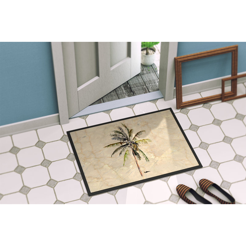 Tapis d'entrée antidérapant Englishcombe Palm Tree, Rectangle 2 pi x 3 pi
