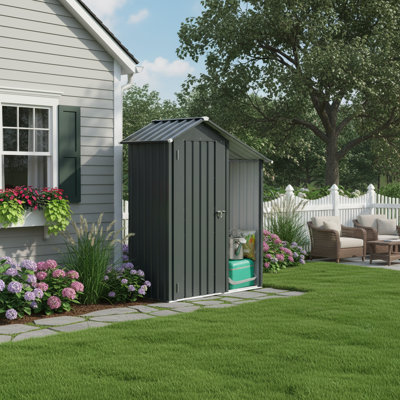 Petite remise de jardin en métal galvanisé, rangement extérieur imperméable avec serrure, assemblage facile