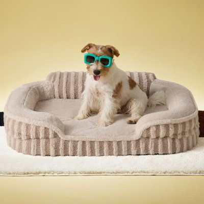 Lit pour chien Lesure, lit orthopédique imperméable pour animaux de compagnie avec côtés, fond antidérapant à haut dossier et canapé en mousse pour caisse d'œufs avec housse amovible et lavable