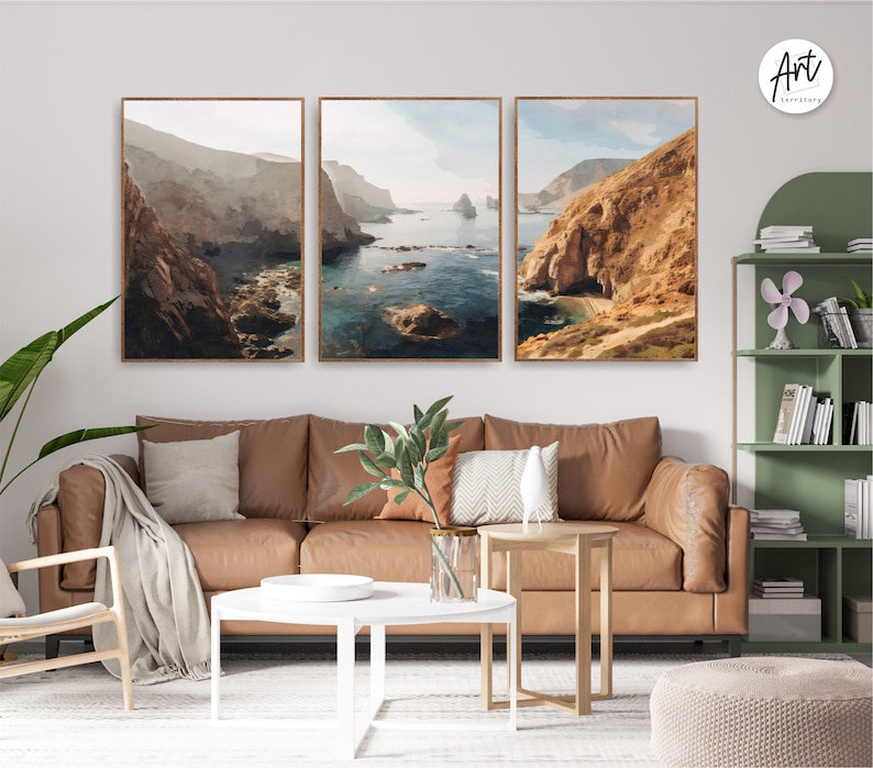 Channel Channel, parc national de la Californie, reproductions d'aquarelle, Toile tendue, H 20 po x l 48 po x P 0,75 po
