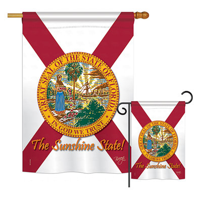 Ensemble de 2 drapeaus verticaux décoratifs en polyester à 2 côtés floride american statements