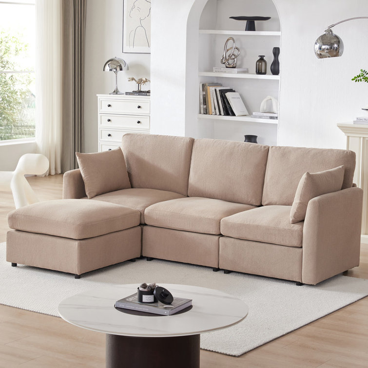 4-Piece Modular Cloud Couch Reversible Sectional with Ottoman