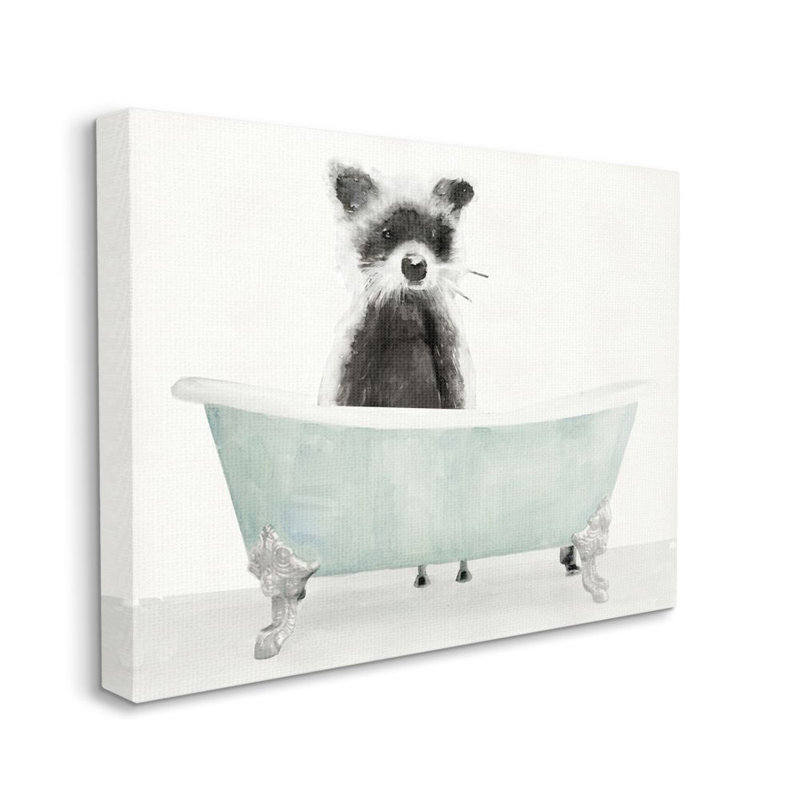 «Raccoon in a Tub Funny Animal Bathroom» par Stellar Design Studio, reproduction d'art, Toile tendue