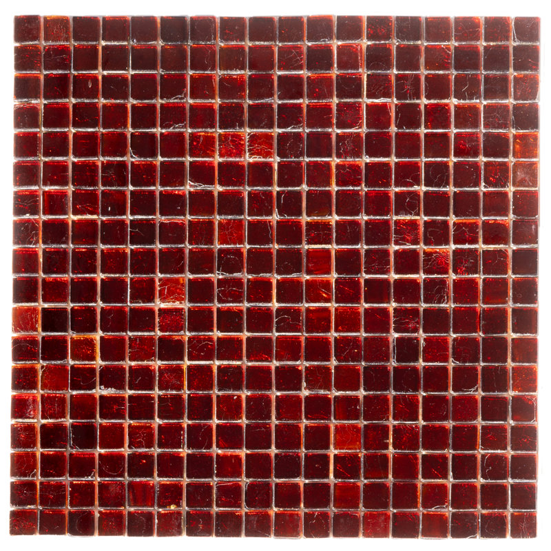 Skosh 0.6" x 0.6" Glass Grid Mosaic Wall & Floor Tile , Ruby Red
