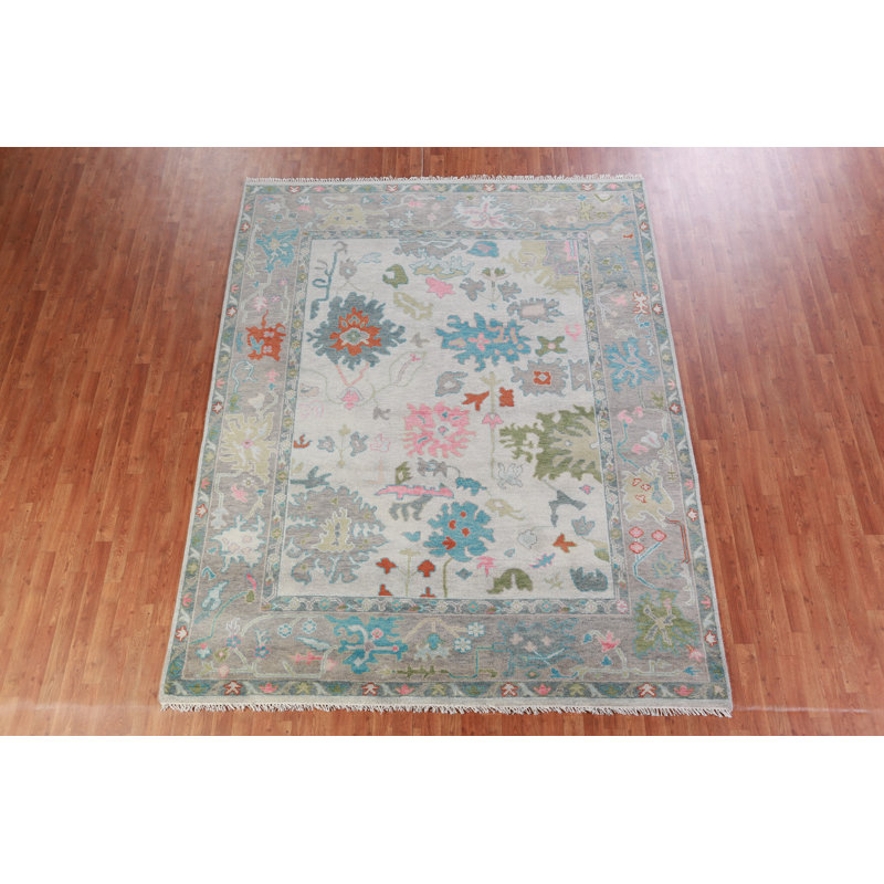 Tapis floral à motif indien Oushak 8 x 10