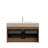 36" Floating Bathroom Vanity With Travertine Sintered Stone Top, Ceramic Undermount Sink & Striped Wood Drawer Design, Pre-Assembled-1164838718