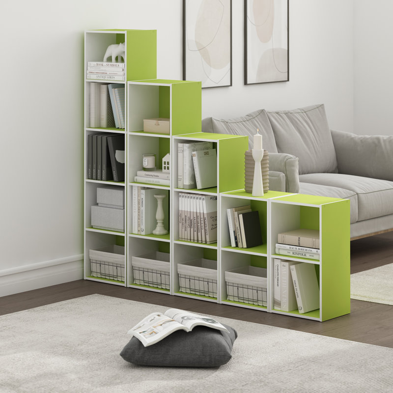 Heintje 2-Tier Open Shelf Bookcase, Green/White