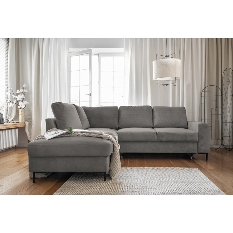 Lofty Lilly 6 seater Corner Sofa Bed, Left Hand Facing, Light Grey