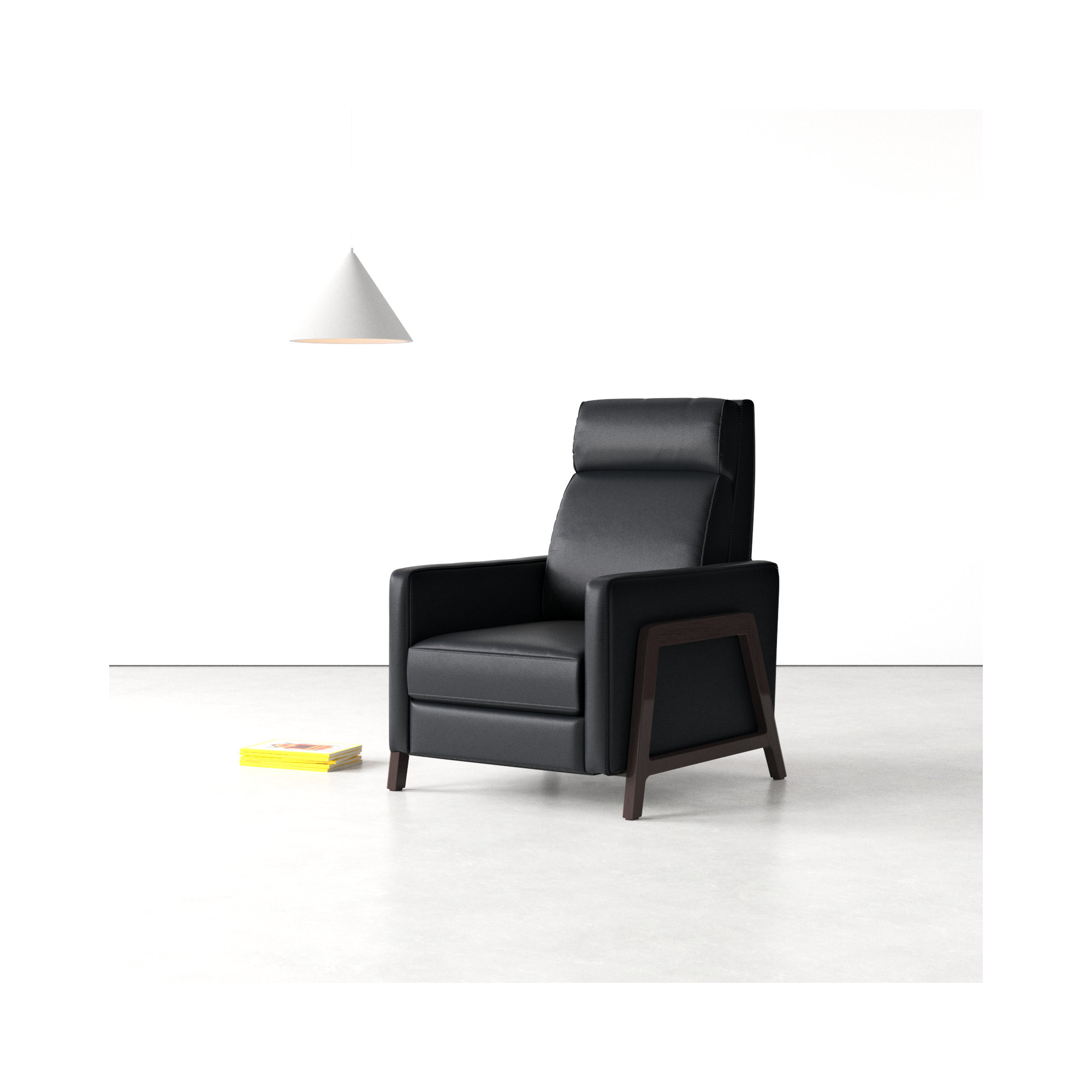 Bosse Vegan Leather Recliner, Black Performance Faux Leather