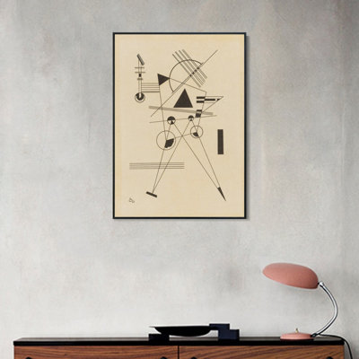 Reproduction sur toile encadrée, reproduction d'art sur toile 1 (R. 185) par Wassily Kandinsky Wall Art Living Office Home Decorations (cadre en bois mince, 18 po x 24 po)