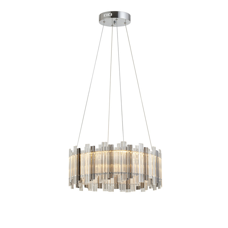 1-Light Chrome LED Pendant With Clear And Smoke Glass Accents
