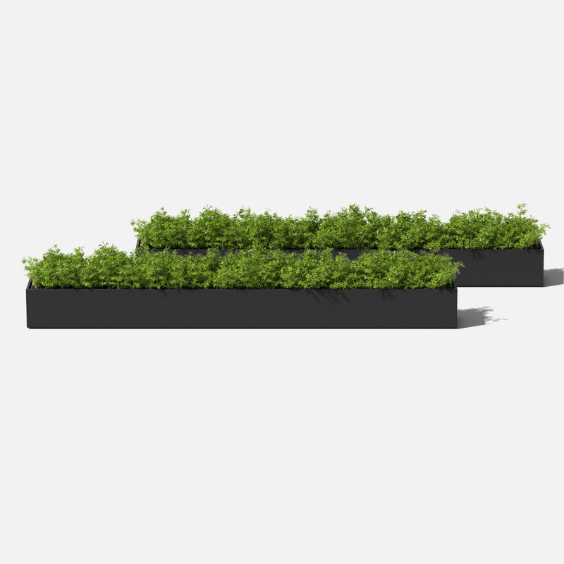Boîte à fleurs en plastique Geo Series, Noir, H 3 po x l 32 po x P 3,5 po, Ensemble de 2