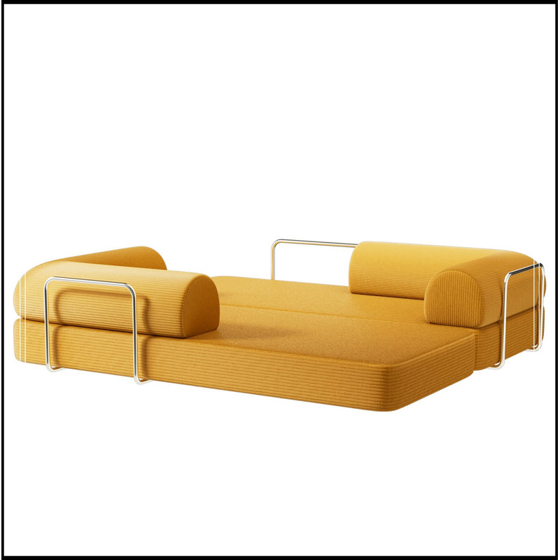 Canapé deux places en velours côtelé avec coussin moelleux, Gingembre gingembre