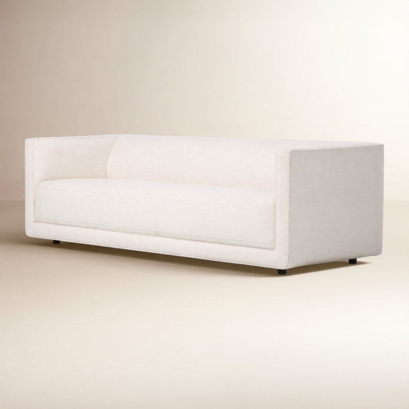 Phillip 94.5" Upholstered Sofa, Nomad Snow Crypton Top Grain Leather