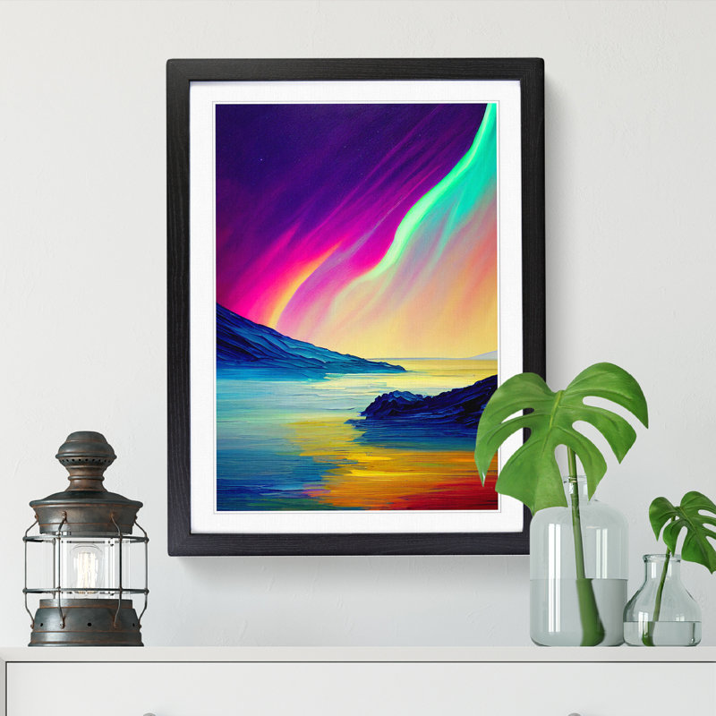 Wickline Northern Lights Painting Vol.4 - Single Picture Frame Print, 46cm H x 34cm W x 2cm D, Walnut