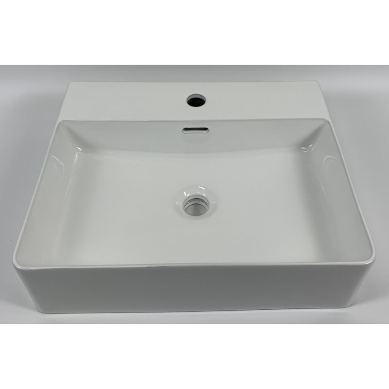 Lavabo rectangulaire en porcelaine avec fini blanc brillant