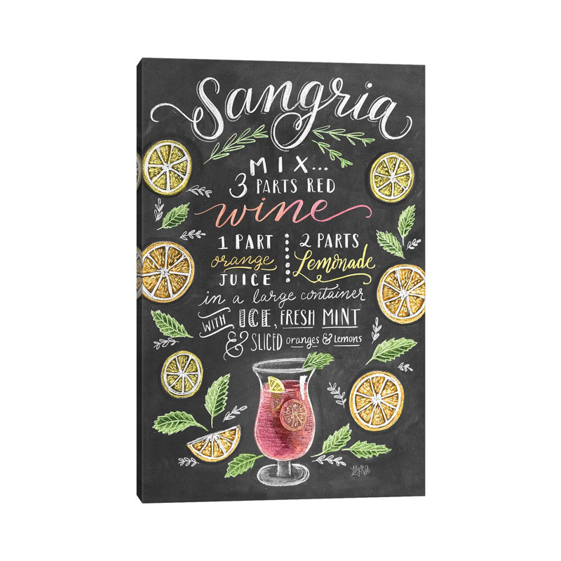 Sangria Recipe - Print on Canvas, Wrapped Canvas, 66.04cm H x 45.72cm W x 1.91cm D