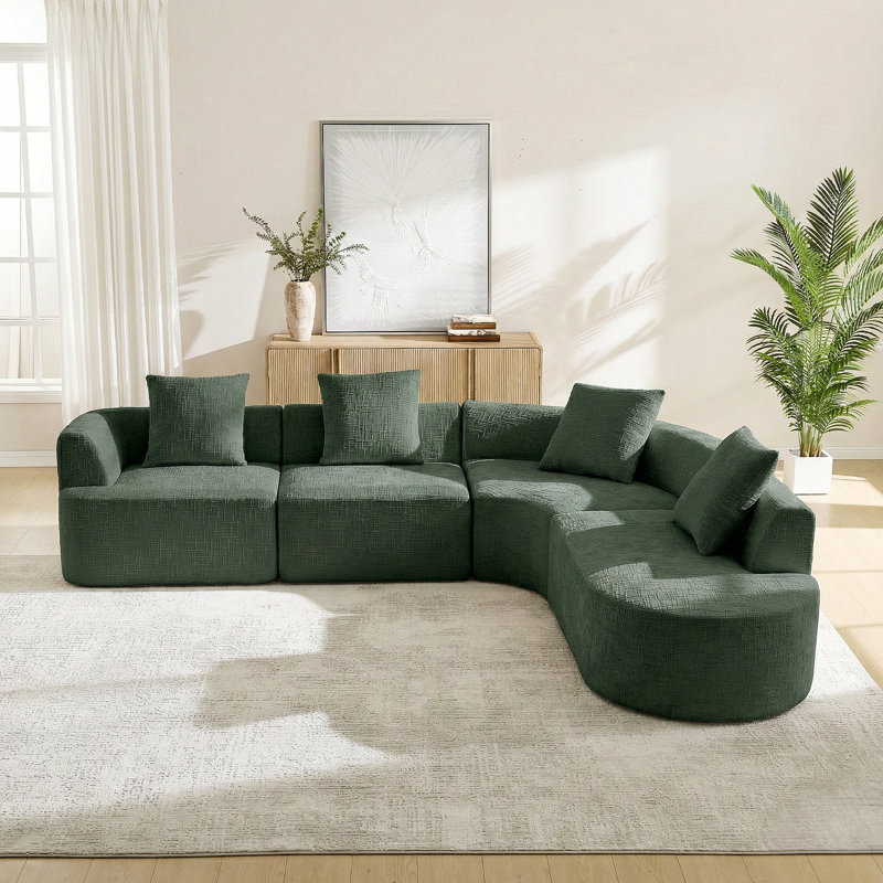 Canapé modulaire courbé modulaire à compression 122 po 122 po , Vert
