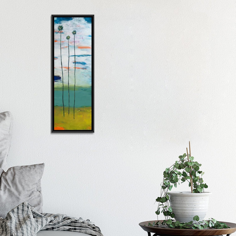 « palmiers-désert », impression sur toile, H 36 po x l 12 po x P 1,5 po, Toile avec cadre noir