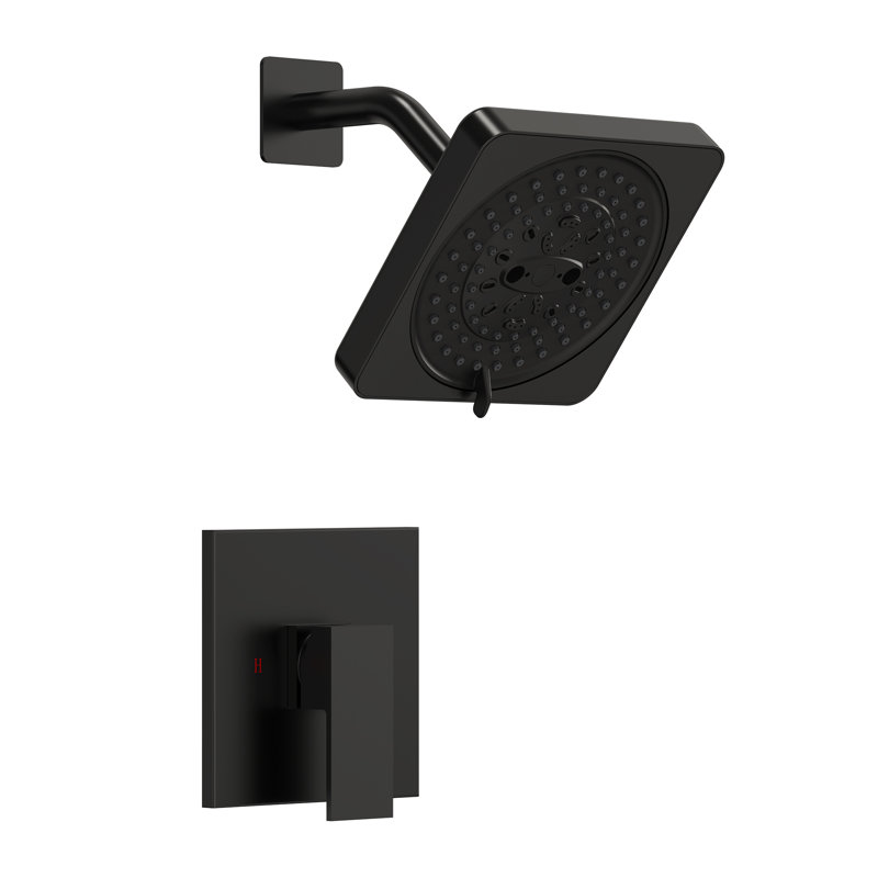 Single-Function Shower Faucet Set,7-Spray Shower Head, Shower Handle Trim Kit with Valve, Matte Black