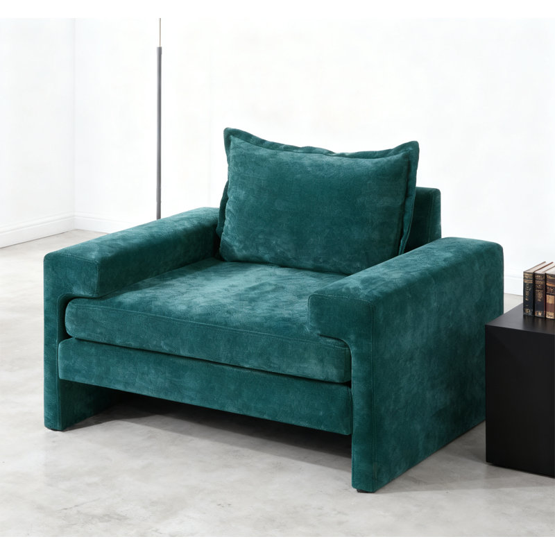 Chenille Upholstered Armchair 40.9" Accent Chair with Wide Armrests, Green
