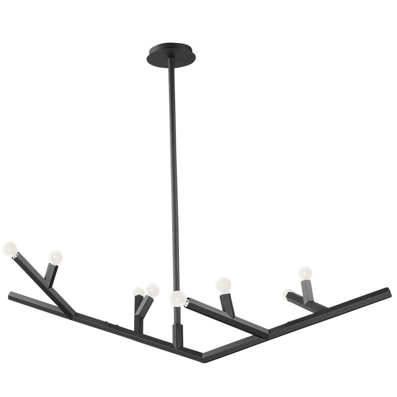 8 - Light Dimmable Modern Linear Chandelier, Matte Black