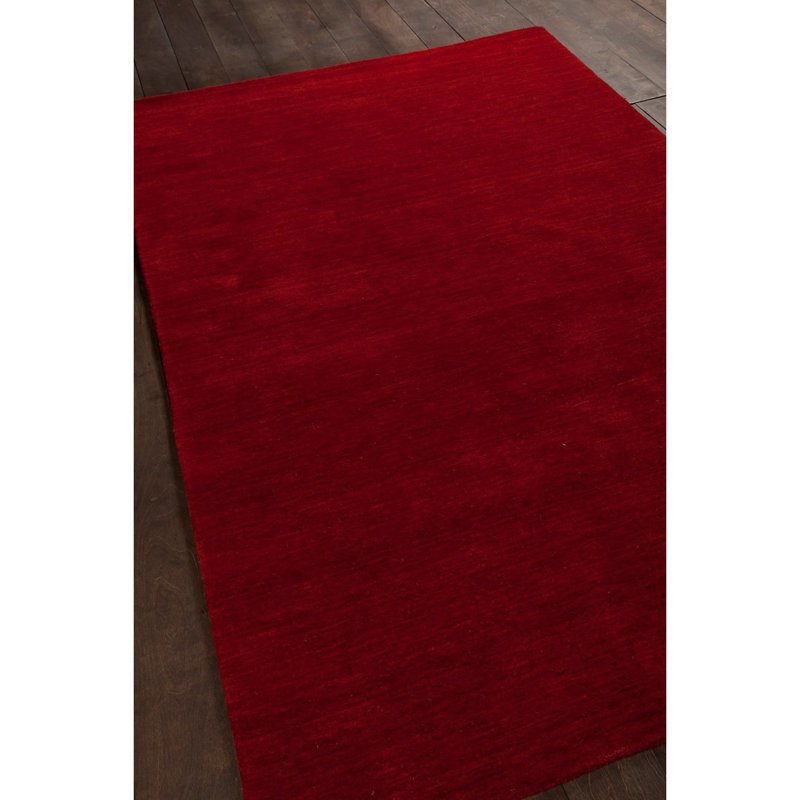 Tapis de zone rouge en laine contemporaine texturée Kai-Chi, 5 pi x 7 pi 6 po