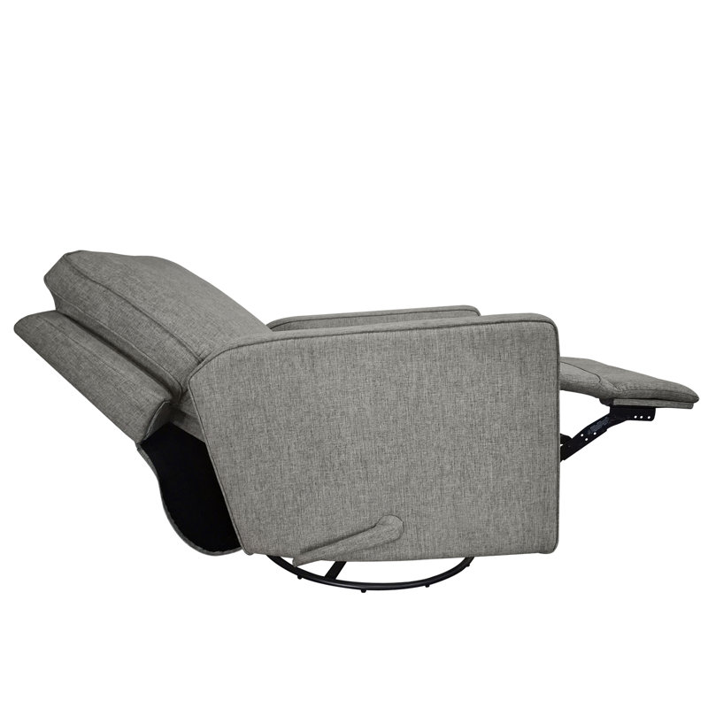  Fauteuil d'appoint rembourré pivotant à 360 ° Acc32 pour salon avec accoudoirs en bois massif et repose-pieds extensible pour le salon
