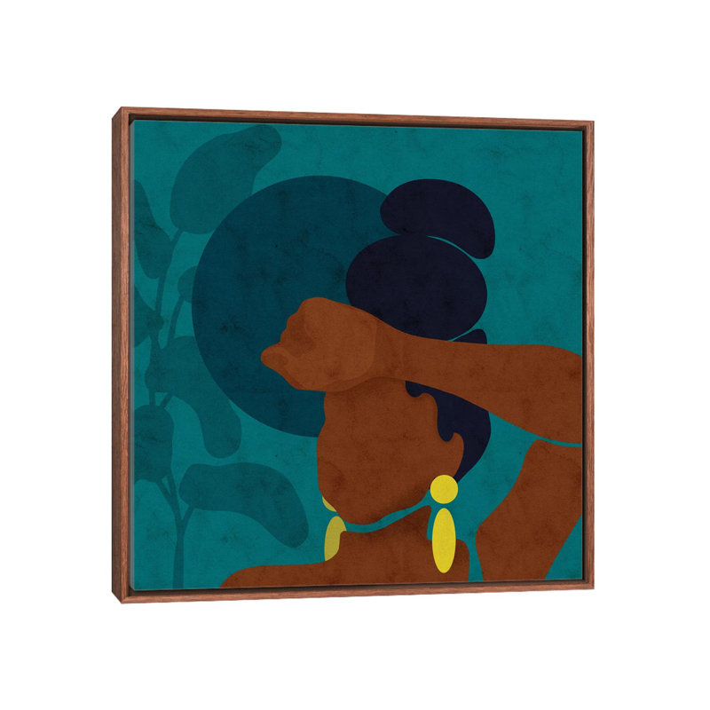 « Ayana » par Reyna Noriega-impression d’art graphique, H 26 po x l 26 po x P 1,5 po, Toile classique avec cadre brun
