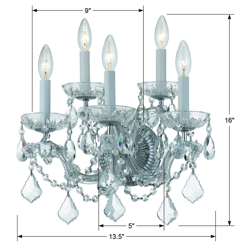 Weekes Candle Wall Light, Silver, Majestic Wood Polished