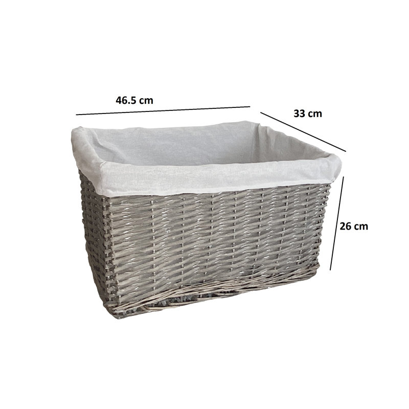 Brambly Cottage Wicker Decorative Basket, 26cm H x 46cm W x 33cm D, Grey