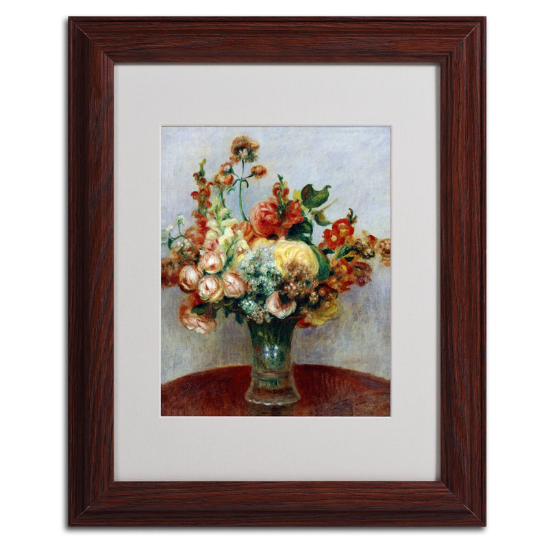 Fleurs par Pierre-Auguste Renoir - reproduction d'art sur toile, H 14 po x l 11 po x P 0,5 po, Brun