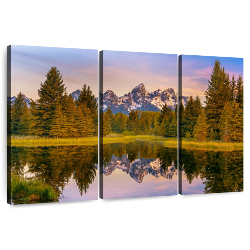 Reflet de la forêt de pins d'Alvord Grand Teton, H 36 po x l 57 po