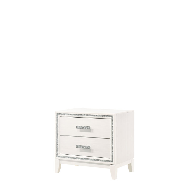 Table de chevet chic avec finition blanche - Structure stable avec tiroirs de rangement, Blanc