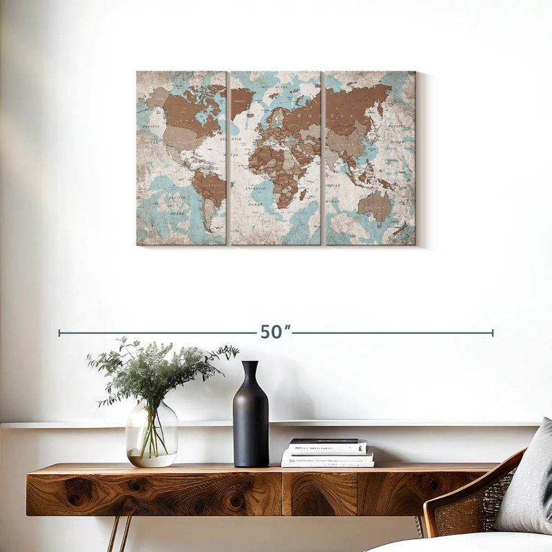 Keiri Geographic World Map VI, 20" H x 33" W