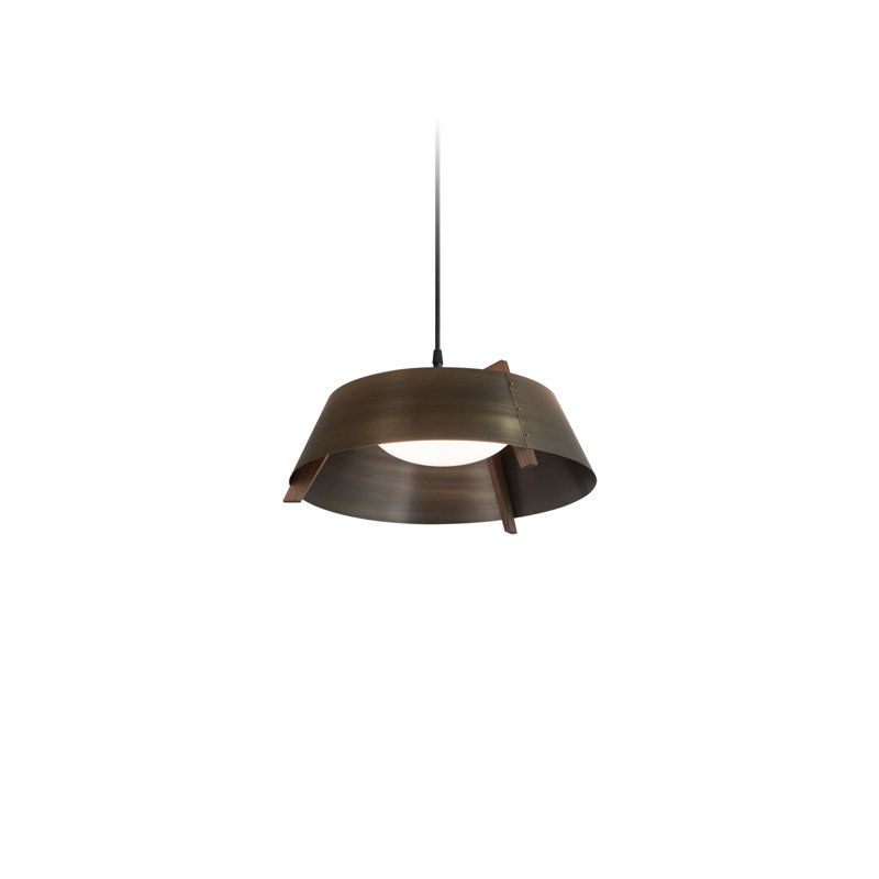 Casia 1 - Light LED Pendant, Walnut, Distressed Brass, 2700