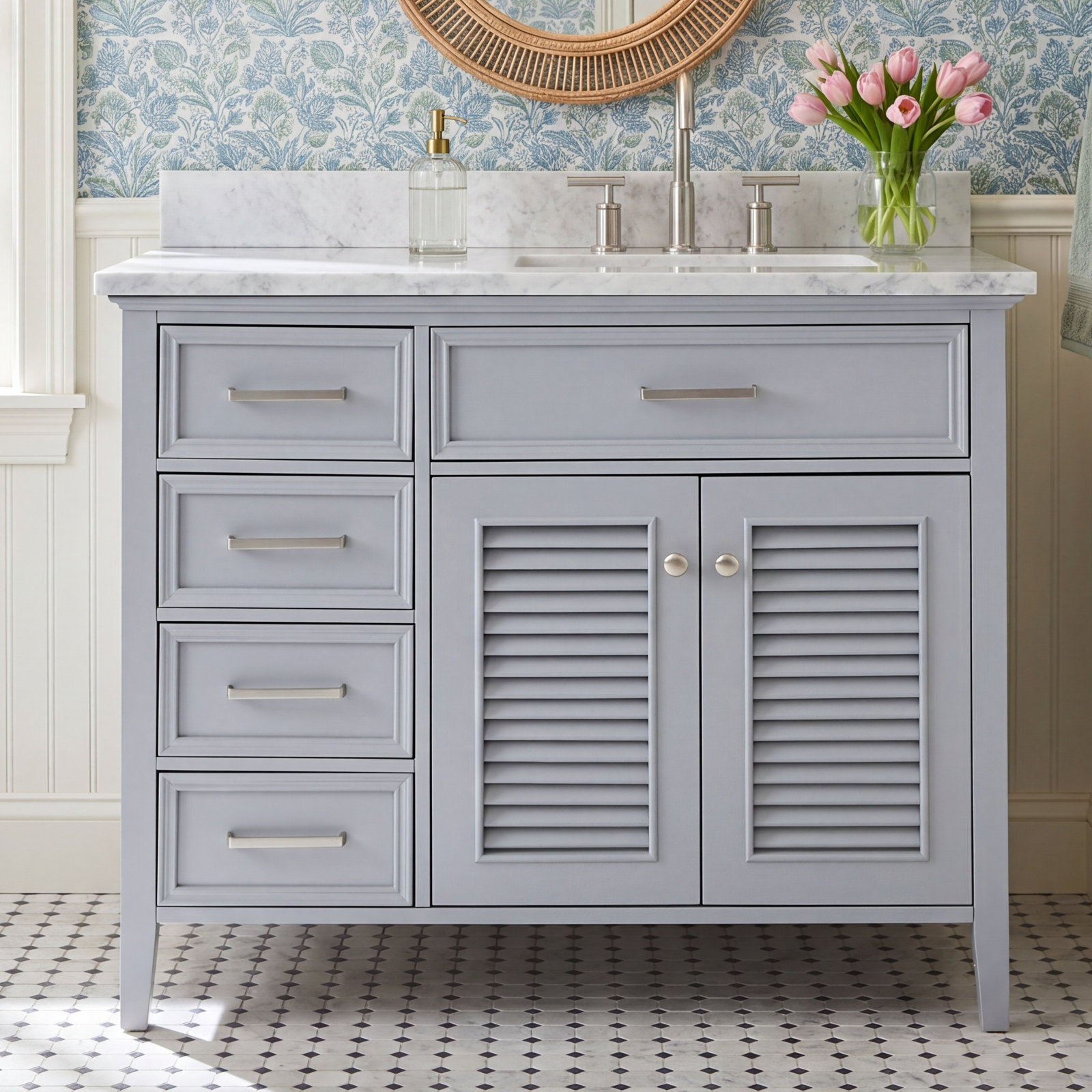 43'' Single Bathroom Vanity, Right, Gray