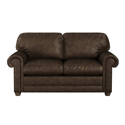 Starisha 66" Genuine Leather Rolled Arm Loveseat