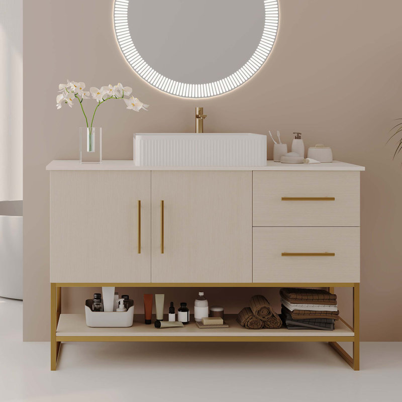 Meuble-lavabo moderne 47,2 po avec lavabo vasque en céramique, armoire autoportante Accent