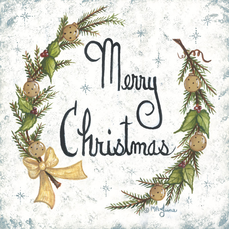 «Christmas Garland On Canvas» par Mary Ann June, reproduction, H 36 po x l 36 po x P 1,25 po