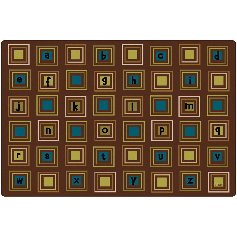 Tapis brun touffeté Literacy Squares Alphabet Premium Collection, Rectangle 8 pi x 12 pi