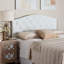 Grande tête de lit tapissier festonnée Navua en similicuir blanc, H 53,87 po x l 60,6 po x P 2,3 po-254980866