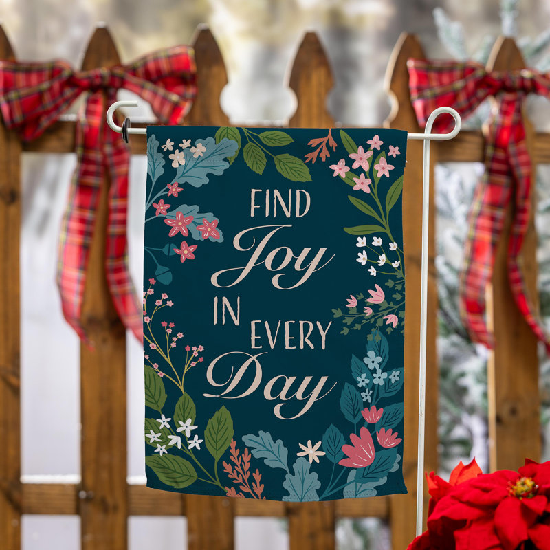 Drapeau de jardin en suède «Find Joy»