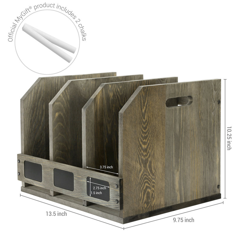 Antonsen Solid Wood 3-Slot Wood File Organiser