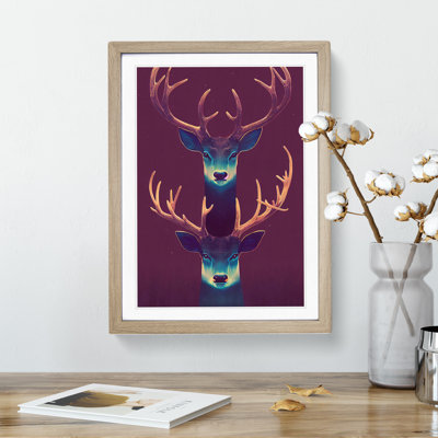Head Of Two Stags - Single Picture Frame Print