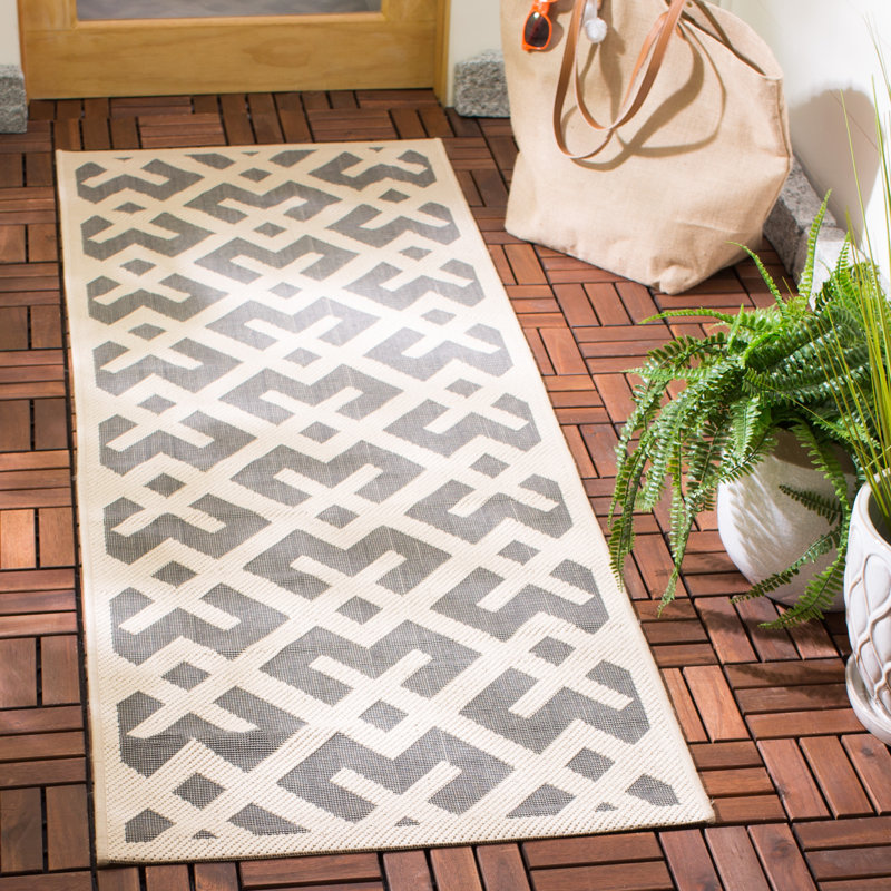 Arneshia Handwoven Flatweave Gray/Bone Indoor/Outdoor Area Rug, Runner 2'3" x 14'
