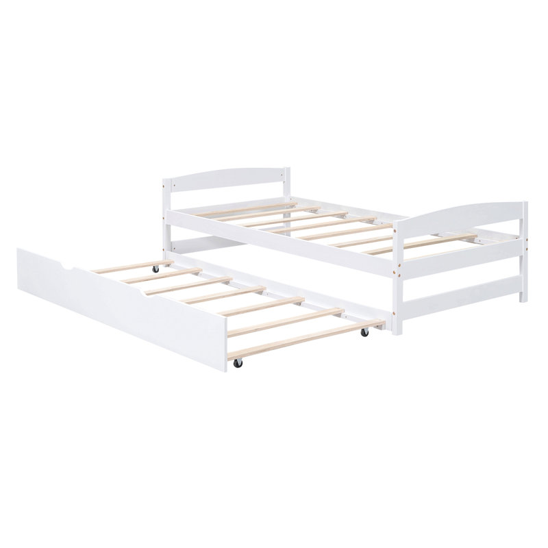 Lit plateforme simple avec lit gigogne simple, Blanc