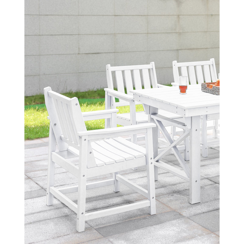 HDPE Patio Dining Set, 5-Piece Outdoor Table And Chairs With Umbrella Hole, Modern Outdoor Dining Set For 4, HDPE Outdoor Patio Furniture Dining Sets For Deck, Poolside, Porch
